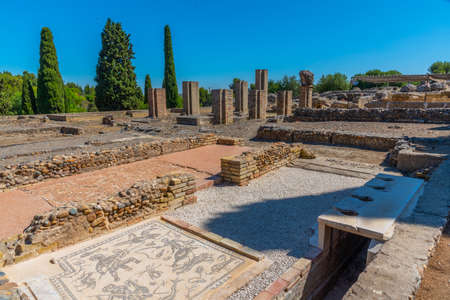 ITALICA, SPAIN, JUNE 25, 2019: Mosaics at roman ruins at Italica, Spainのeditorial素材