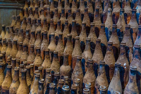 JEREZ DE LA FRONTERA, SPAIN, JUNE 26, 2019: Wine barrels inside of Bodega of Tio Pepe at Jerez de la Frontera in Spainのeditorial素材