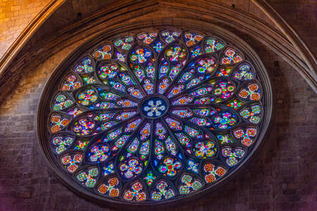 BARCELONA, SPAIN, JUNE 29, 2019: Interior of Basilica of Santa Maria of Pi in Barcelona, Spainのeditorial素材