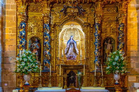 JEREZ DE LA FRONTERA, SPAIN, JUNE 27, 2019: Interior of the cathedral of Holy Saviour in Jerez de la Frontera, Spainのeditorial素材