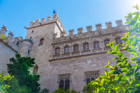 Inner courtyard of Lonja de la Seda, former silk exchange in Valencia, Spainのeditorial素材