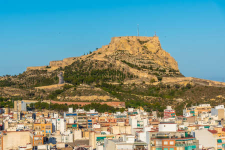 Castle of Santa Barbara overlooking town of Alicante in Spainのeditorial素材