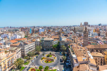 Aerial view of Plaza de la Reina in Valencia, Spainのeditorial素材