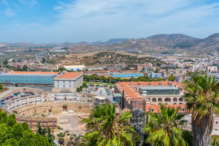 Ruins of roman amphitheater in Cartagena, Spainのeditorial素材