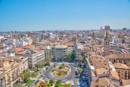 Aerial view of Plaza de la Reina in Valencia, Spain