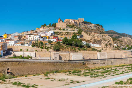 Lorca castle viewed from behind Guadalentin river, Spainのeditorial素材