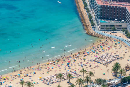 Aerial view of Postiguet beach in Alicante in Spainのeditorial素材