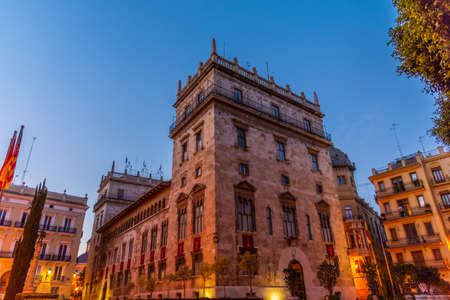 Sunrise view of Palau de la Generalitat in Valencia, Spainのeditorial素材