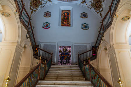 Ornamented ceiling inside of the episcopal palace in Murcia, Spainのeditorial素材