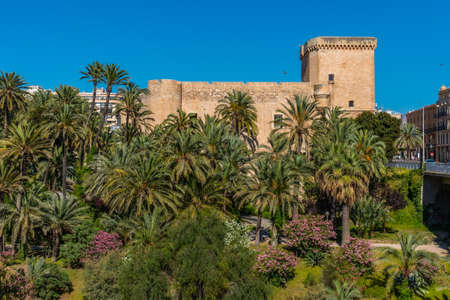 Altamira palace viewed behind river Vinalopo in Elche, Spain