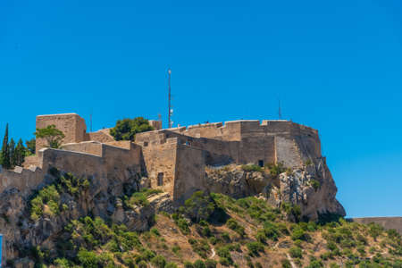 Castle of Santa Barbara overlooking town of Alicante in Spain