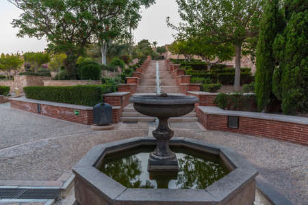 Sunset view of gardens of Alcazaba fortress in Almeria, Spainのeditorial素材