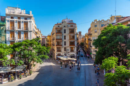 VALENCIA, SPAIN, JUNE 17, 2019: Aerial view of Placa dels Furs in Valencia, Spainのeditorial素材