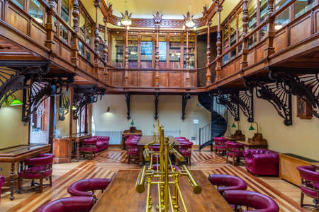 MURCIA, SPAIN, JUNE 19, 2019: English library inside of the Real Casino de Murcia in Spainのeditorial素材