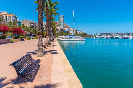 ALICANTE, SPAIN, JUNE 18, 2019: Seaside promenade in the port of Alicante, Spainのeditorial素材