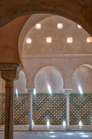 Royal bath at the Nasrid palace of Alhambra fortress in Granada, Spainのeditorial素材