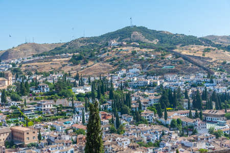 Sacromonte hill viewed from Alhambra fortress in Granada, Spainのeditorial素材