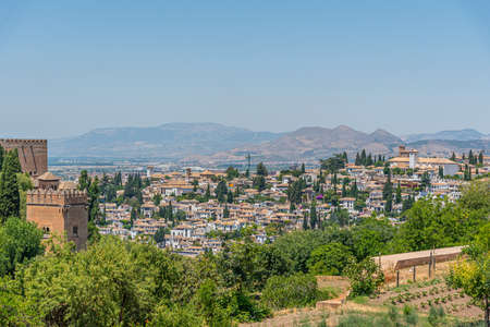 Alhambra viewed from Generalife gardens in Granada, Spainのeditorial素材