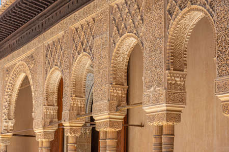 Ornaments inside of Alhambra palace in Granada, Spain