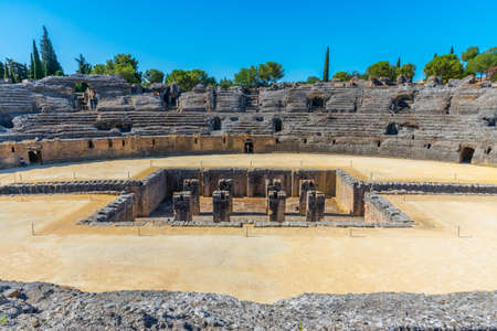 The Roman amphitheatre at Italica, Spainのeditorial素材