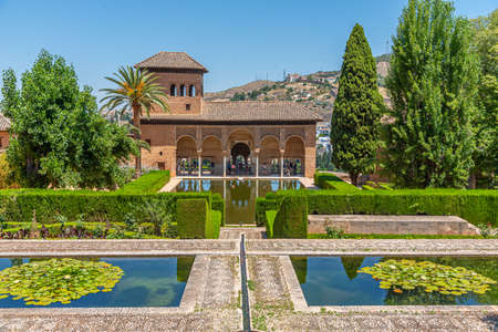 El Partal and Torre de las Damas inside of the Alhambra fortress in Granada, Spainのeditorial素材