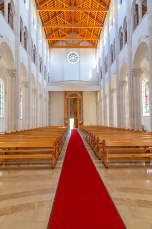 PRISHTINA, KOSOVO, SEPTEMBER 16, 2019: Interior of Saint Mother Teresa cathedral in Prishtina, Kosovoのeditorial素材