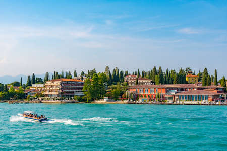 SIRMIONE, ITALY, JULY 21, 2019: Cityscape of Sirmione town in Italyのeditorial素材