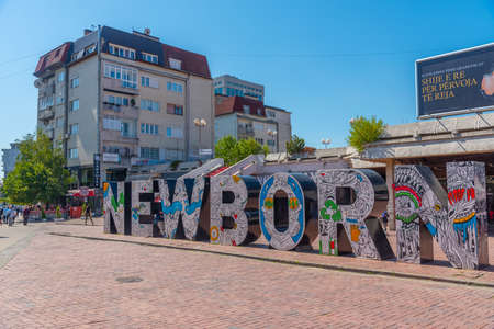 PRISHTINA, KOSOVO, SEPTEMBER 16, 2019: Newborn monument in Prishtina, Kosovoのeditorial素材