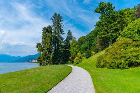Bellagio viewed from Botanical garden at Villa Melzi at Bellagio, Italyのeditorial素材