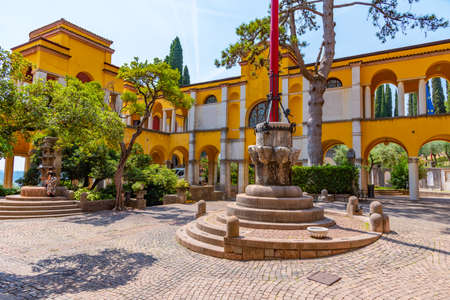 GARDONE RIVIERA, ITALY, JULY 23, 2019: Vittoriale degli italiani palace at Gardone Riviera in Italyのeditorial素材