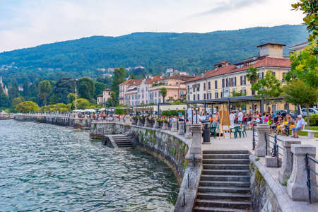 BAVENO, ITALY, JULY 24, 2019: Lakeside promenade at Baveno in Italyのeditorial素材