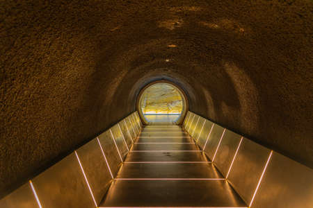 HOBART, AUSTRALIA, FEBRUARY 22, 2020: Tunnel at MONA â Museum of old an new Art in Hobart, Australiaのeditorial素材
