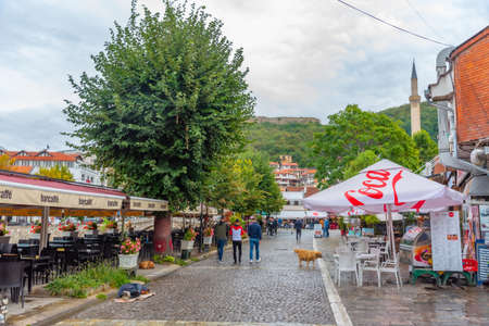 PRIZREN, KOSOVO, SEPTEMBER 19, 2019: People are strolling through center of Prizren, Kosovoのeditorial素材