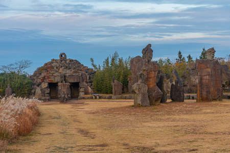 Stone structure at Jeju stone park, republic of Koreaのeditorial素材