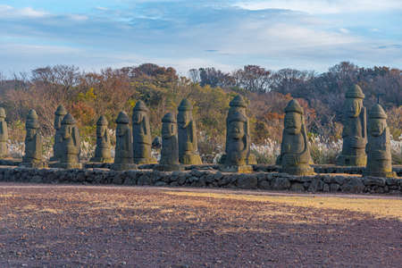 Dol hareubang statues at Jeju stone park, Republic of Koreaのeditorial素材