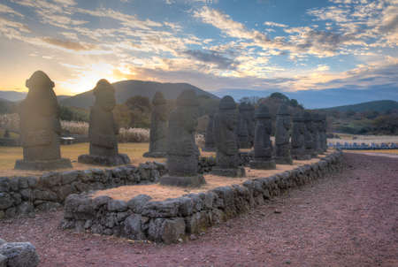Dol hareubang statues at Jeju stone park, Republic of Koreaのeditorial素材