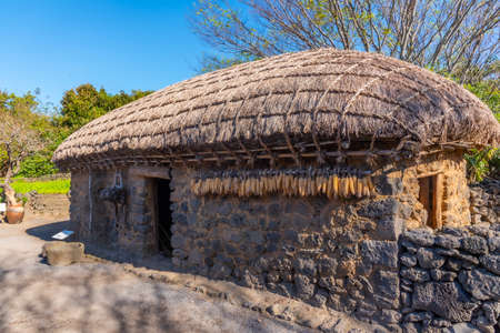 Traditional houses of Jeju Folk village in Republic of Koreaのeditorial素材
