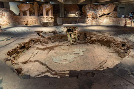 MILANO, ITALY, JULY 19, 2019: Excavations of basement of Duomo cathedral in Milano, Italyのeditorial素材