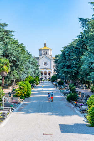 MILANO, ITALY, JULY 19, 2019: Decorated graves at Cimitero Monumentale cemetery in Milano, Italyのeditorial素材