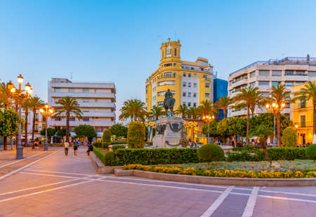 Sunset view of Plaza del Arenal at Jerez de la Frontera in Spainのeditorial素材