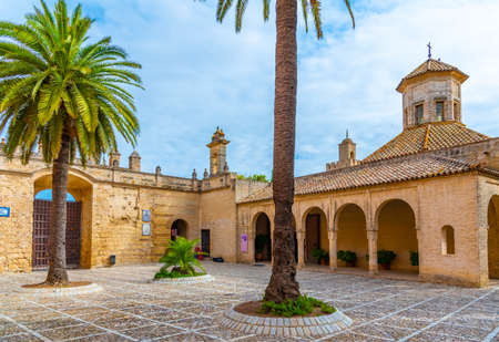 Courtyard of Alcazar castle at Jerez de la Frontera in Spainのeditorial素材
