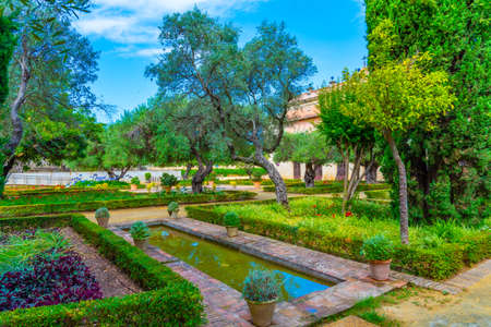 Garden in front of Villavicencio palace at Jerez de la Frontera in Spainのeditorial素材