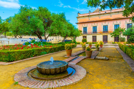 Garden in front of Villavicencio palace at Jerez de la Frontera in Spainのeditorial素材