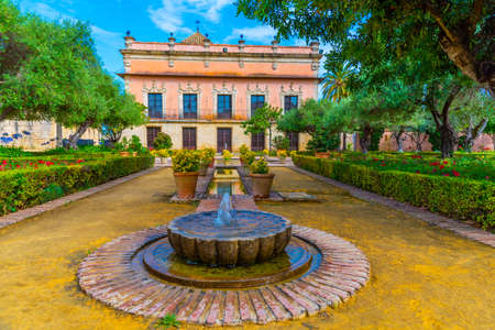 Garden in front of Villavicencio palace at Jerez de la Frontera in Spainのeditorial素材