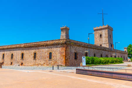 View of Montjuic castle in Barcelona, Spainのeditorial素材