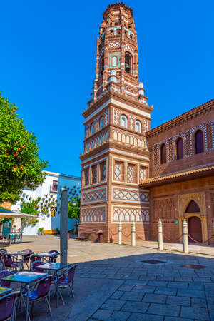 Replica of Torre de Utebo at Poble Espanyol village in Barcelona, Spainのeditorial素材
