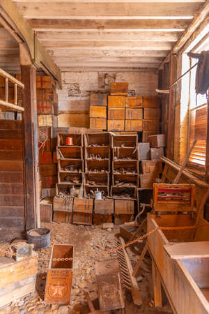 WOOLMERS, AUSTRALIA, FEBRUARY 24, 2020: Interior of a cider house at Woolmers estate â world heritage convict site in Tasmania, Australiaのeditorial素材