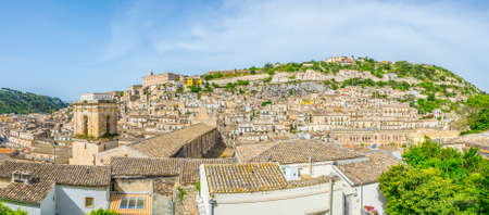 Aerial view of modica overlooking chiesa di san pietro, Sicily, Italyのeditorial素材
