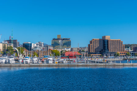 HOBART, AUSTRALIA, FEBRUARY 22, 2020: Marina in port of Hobart, Australiaのeditorial素材