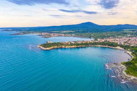 Aerial view of Bulgarian seaside town Tsarevoの写真素材
